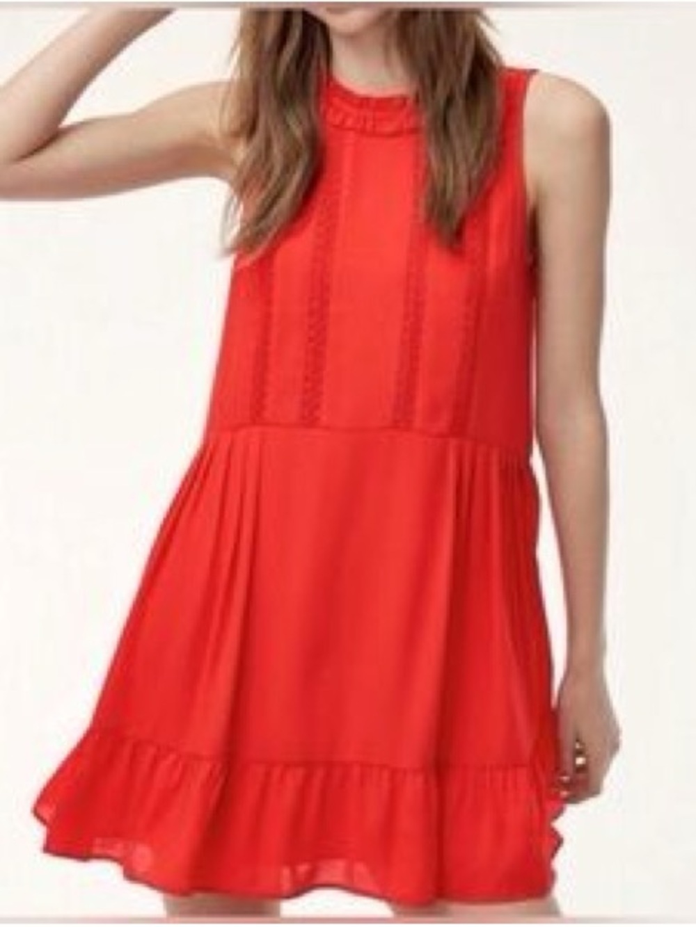 Sunday Best Bright Red Ruffle-Trim Dress